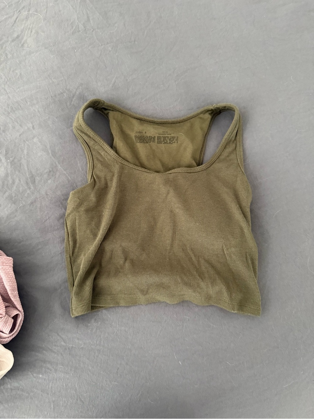 Auden Olive Ribbed Racerback Crop Tank